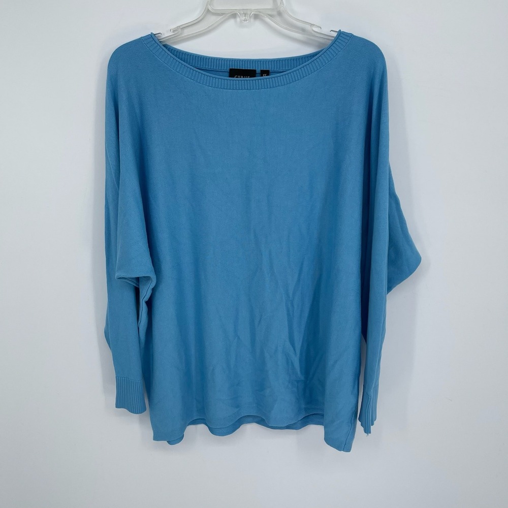 Cyrus Women's Blue Batwing Sleeve Knit Lightweight Pullover Sweater Plus Size 1X